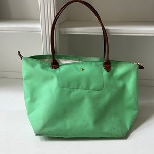 Longchamp large le pliage tote in greenish turquoise